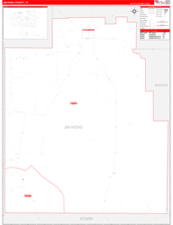 Jim Hogg County, TX Wall Map Zip Code Red Line Style 2024